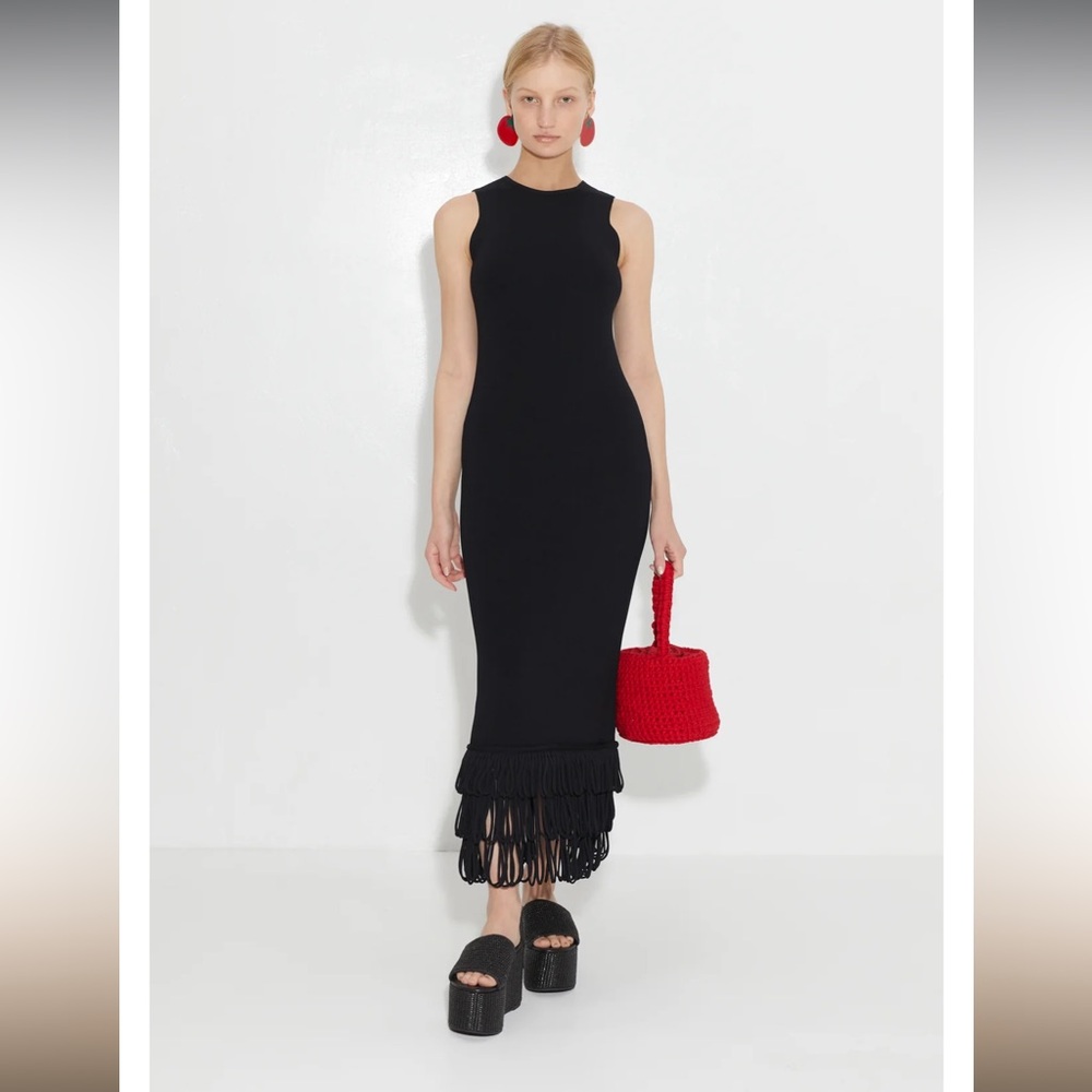 Simon Miller Black Albers Fringe Dress XL
